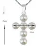 Set Argint, Inel Reglabil Unique si Crucifix cu Perle Naturale Albe