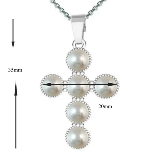 Set Argint, Inel Reglabil Unique, Crucifix Six Cross si Creole cu Perle Naturale Albe