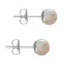 Cercei Aur Alb de 14 karate, Tip Surub, cu Pietre Semipretioase Naturale de Cuart Roz de 6 mm
