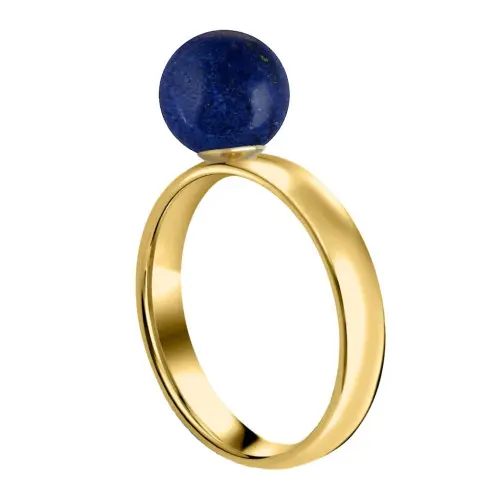 Inel din Aur de 14 karate cu Piatra Semipretioasa Naturala de Lapis Lazuli de 8 mm