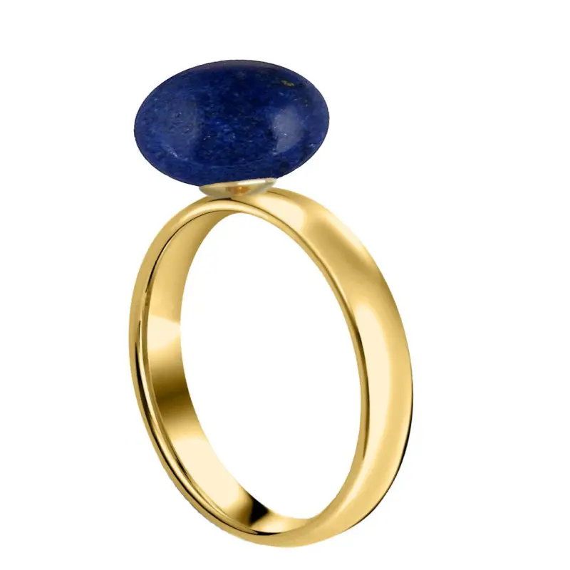 Inel din Aur de 14 karate cu Piatra Semipretioasa Naturala de Lapis Lazuli de 12 mm