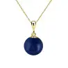 Set Aur 14 karate, Colier cu Pandantiv si Cercei Model Lalea cu Pietre Semipretioase Naturale de Lapis Lazuli de 8 mm