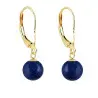 Set Aur 14 karate, Colier cu Pandantiv si Cercei cu Tortita Inchisa cu Pietre Semipretioase Naturale de Lapis Lazuli de 8 mm