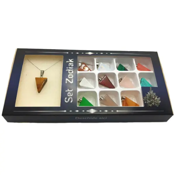 Set Zodiak, Argint si Pietre Semipretioase Naturale, Model 3