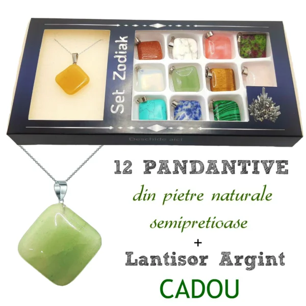 Set Zodiak, Argint si Pietre Semipretioase Naturale, Model 9