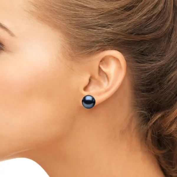 Set Cercei Aur Alb cu Perle Naturale Negre si Gri de 10 mm