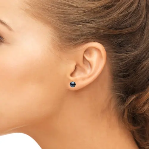 Cercei Kaskadda din Aur de 14k, Tip Surub cu Perle Naturale Negre, Calitatea AAA, de 5-6 mm