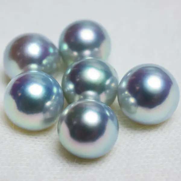 Colier Akoya Blue, Perla Naturala Rara Akoya si Aur Galben de 14 karate