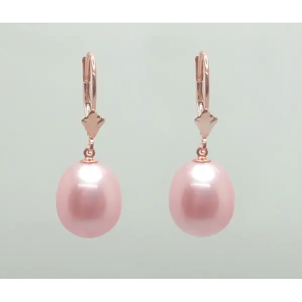 Cercei Aur Galben de 14k cu Perle Naturale Premium Lavanda Mari, Rare, Forma Lacrima, de 11/9 mm