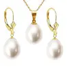 Set Perle Mari 11/9 mm, Aur Galben 14K – Colier și Cercei Lacrimă | KASKADDA®