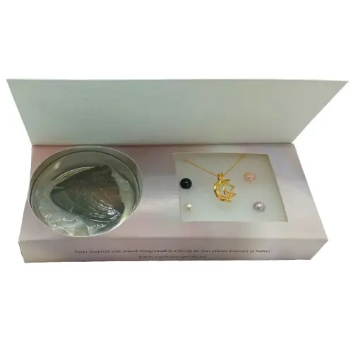 Perla Surpriza, Set Argint Placat cu Aur de 14 k si Perle Naturale