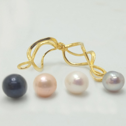 Perla Surpriza, Set Argint Placat cu Aur de 14 k si Perle Naturale