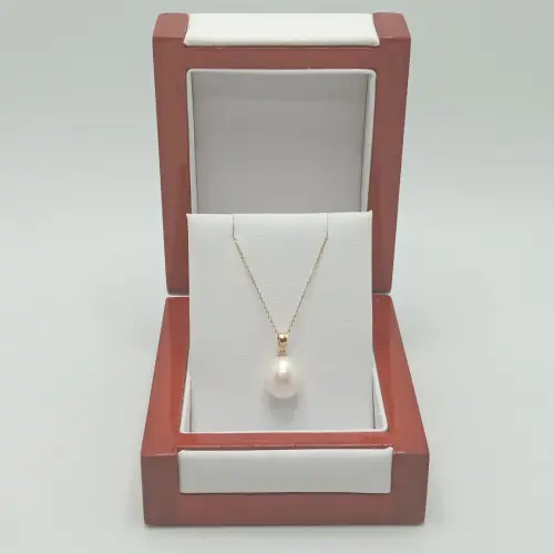 Colier Perla Naturală Albă, 12/9 mm, Lacrimă, Aur 14K (aur 585) | KASKADDA®