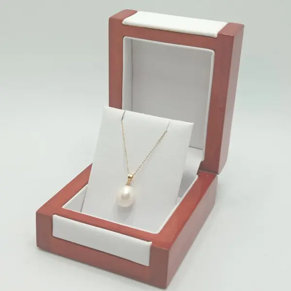 Colier Perla Naturală Albă, 12/9 mm, Aur 14K | KASKADDA®