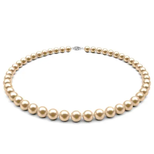 Colier Perle Naturale Crem de 7-8 mm cu Inchizatoare Filigranata din Aur Alb de 14 karate