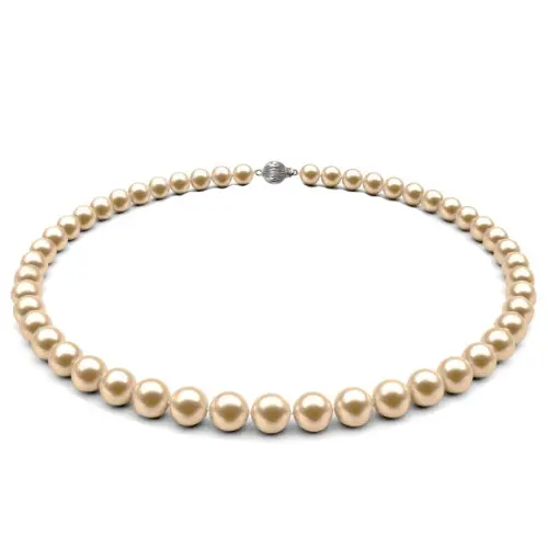Colier Perle Naturale Crem de 7-8 mm cu Inchizatoare Sferica din Aur Alb de 14 karate