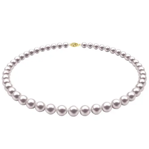 Colier Perle Naturale Albe de 6-7 mm cu Inchizatoare Filigranata din Aur Galben de 14 karate