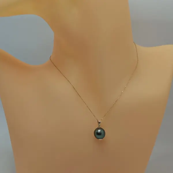 Colier perlă naturală Tahitiană 10 mm, aur galben 14K | KASKADDA®
