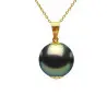 Colier cu Perlă Naturală Tahitiană 11 mm, Calitatea AAA, Aur Galben 14K – KASKADDA®