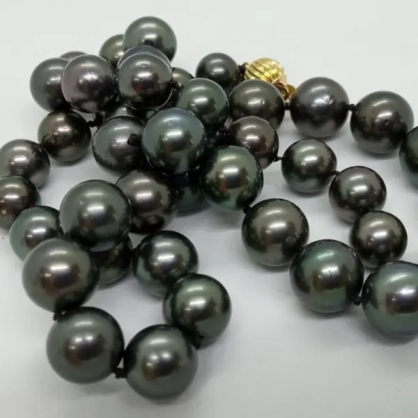 Colier perle Tahitiene 9–11 mm, aur galben 14K | KASKADDA®