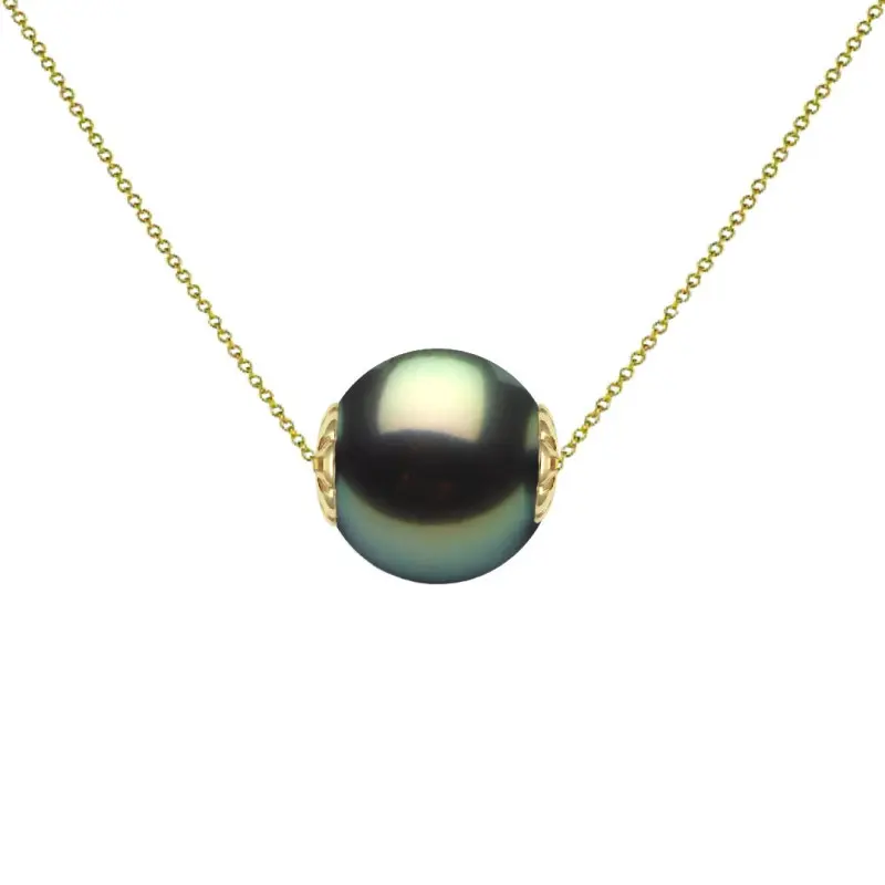 Colier perlă naturală Tahitiană, aur galben 14K | KASKADDA® Colier perlă naturală Tahitiană, aur galben 14K | KASKADDA®