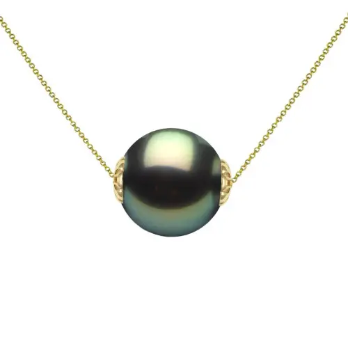Colier perlă naturală Tahitiană 11 mm, aur galben 14K | KASKADDA®