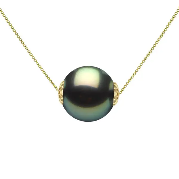Colier perlă naturală Tahitiană 11 mm, aur galben 14K | KASKADDA®