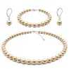 Set Argint, Colier, Bratara si Cercei Tortita Inchisa cu Perle Naturale Crem de 7-8 mm