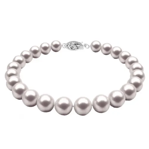 Set Aur Alb 14 k, Colier, Bratara si Cercei Tortita Model Lalea cu Perle Naturale Albe de 6-7 mm si Inchizatori Filigranate