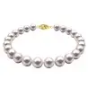 Set Aur Galben 14 k, Colier, Bratara si Cercei Tortita Model Lalea cu Perle Naturale Albe de 7-8 mm si Inchizatori Filigranate
