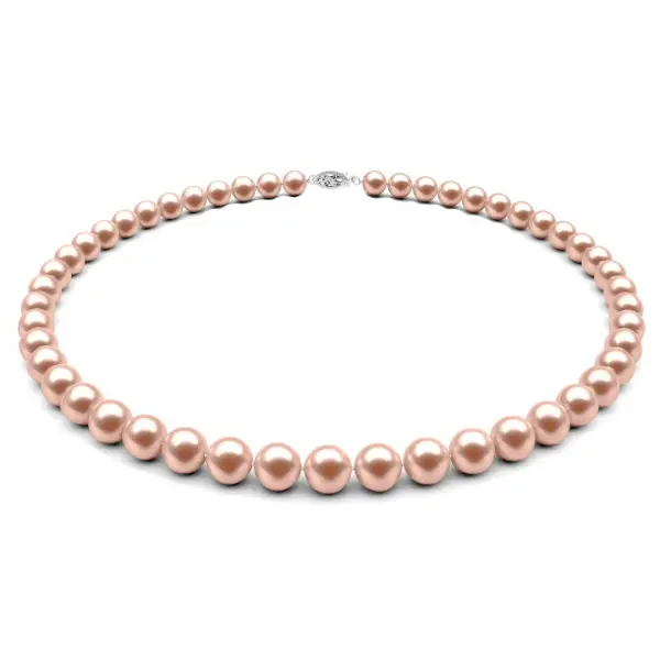 Set Colier si Cercei Tortita Model Lalea cu Perle Naturale Lavanda de 7-8 mm si Inchizatoare Filigranata din Aur Alb de 14 k