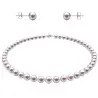 Set Colier si Cercei Tip Surub cu Perle Naturale Albe de 7-8 mm si Inchizatoare Filigranata din Aur Alb de 14 karate