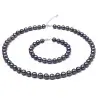 Set Perle Naturale Negre 7–8 mm, Argint 925, Colier și Brățară | KASKADDA®
