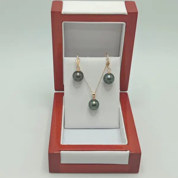 Set Perle Tahitiene 10 mm, Aur 14K – Colier și Cercei | KASKADDA®