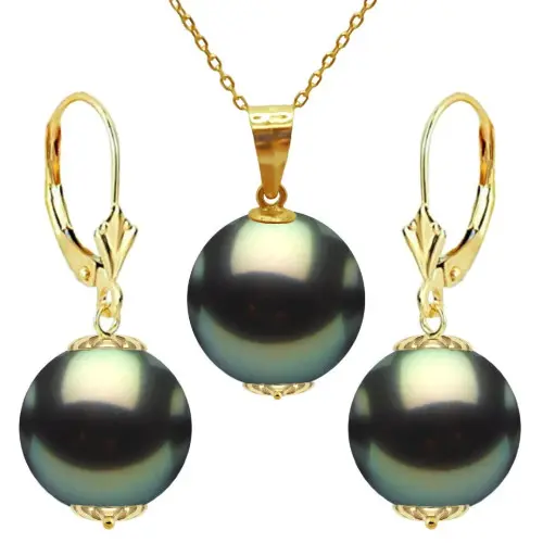 Set Perle Tahitiene 11 mm, Aur 14K – Colier și Cercei | KASKADDA®