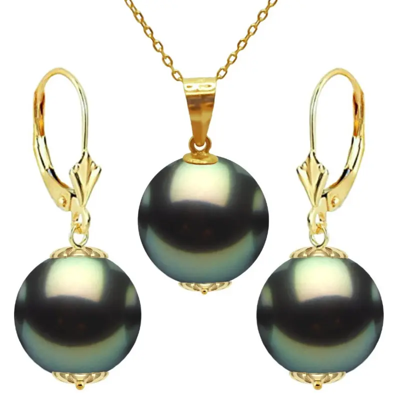 Set Perle Tahitiene 11 mm, Aur 14K – Colier și Cercei | KASKADDA® Set Perle Tahitiene 11 mm, Aur 14K – Colier și Cercei | KASKADDA®