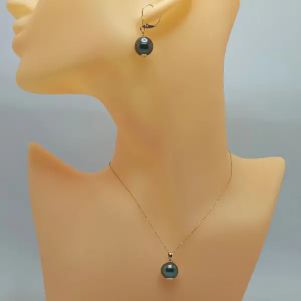 Set Perle Tahitiene 11 mm, Aur 14K – Colier și Cercei | KASKADDA®