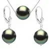 Set Colier si Cercei din Aur Alb de 14 karate si Perle Naturale Tahitiene Premium de 11 mm