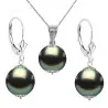 Set Perle Tahitiene 9 mm, Aur Alb 14K – Colier și Cercei | KASKADDA®