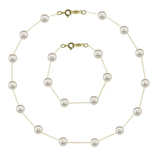 Set Perle Naturale Office și Aur 14K – Colier și Brățară | KASKADDA®