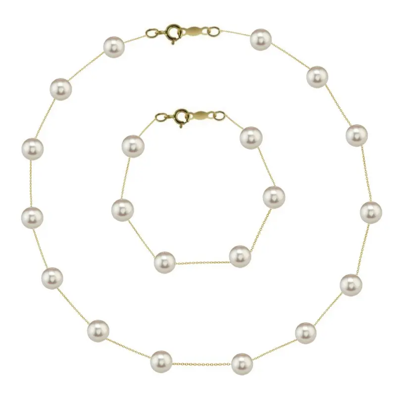 Set Perle Naturale Office și Aur 14K – Colier și Brățară | KASKADDA® Set Perle Naturale Office și Aur 14K – Colier și Brățară | KASKADDA®