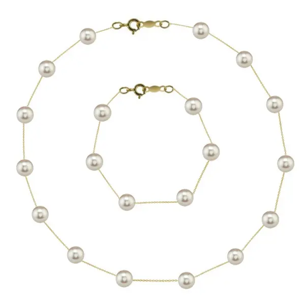 Set Perle Naturale Office și Aur 14K – Colier și Brățară | KASKADDA®