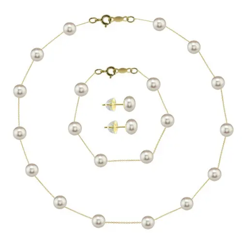 Set Perle Naturale Office, 4-5 mm, AAA și Aur 14K | KASKADDA®