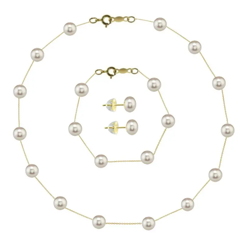 Set Perle Naturale Office, 4-5 mm, AAA și Aur 14K | KASKADDA® Set Perle Naturale Office, 4-5 mm, AAA și Aur 14K | KASKADDA®