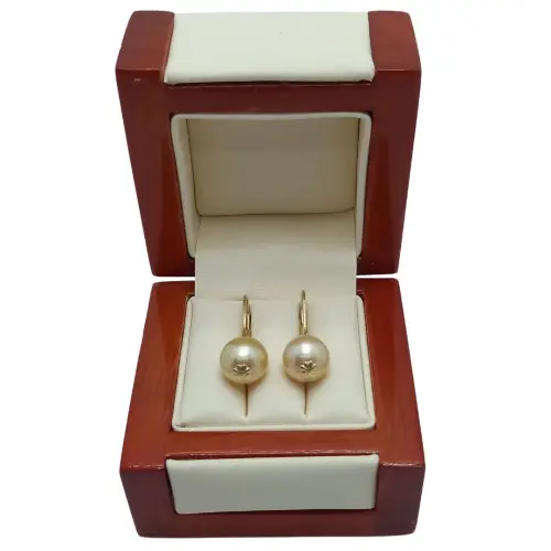 Cercei Kaskadda cu Perle Naturale South Sea, de Apa Sarata, Aurii, Rare, Calitate Premium AAA, de 9-9,5 mm si Aur Galben de 14k