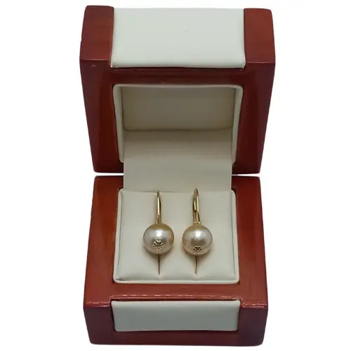 Cercei Perle Rare South Sea Aurii de 10–10,5 mm și Aur Galben 14K, Bijuterie de Lux | KASKADDA®