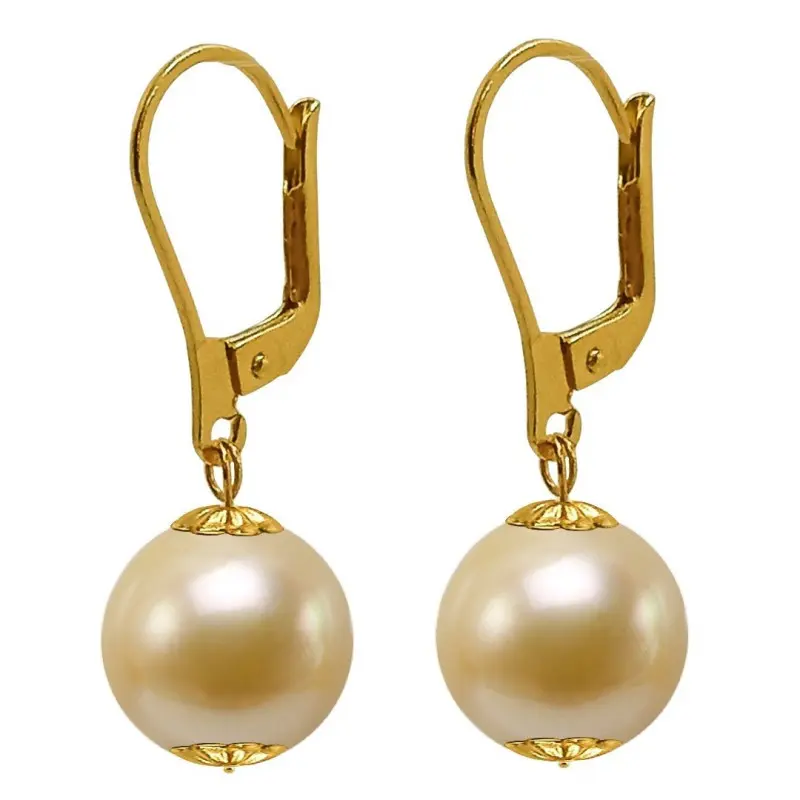 Cercei Perle South Sea Aurii de 10,5–11 mm și Aur Galben 14K, Perle Rare | KASKADDA®