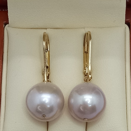 Cercei Kaskadda cu Perle Naturale Edison, Calitate Premium AAA, Perle Rare Gigant de 11,5 - 12 mm si Aur Galben de 14k