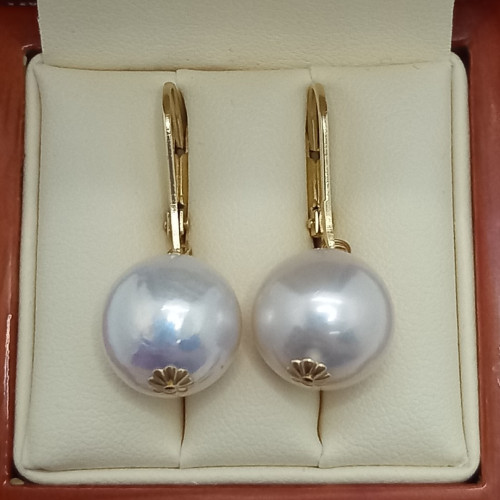 Cercei Kaskadda cu Perle Naturale Edison, Calitate Premium AAA, Perle Rare Gigant de 13 - 13,5 mm si Aur de 14k