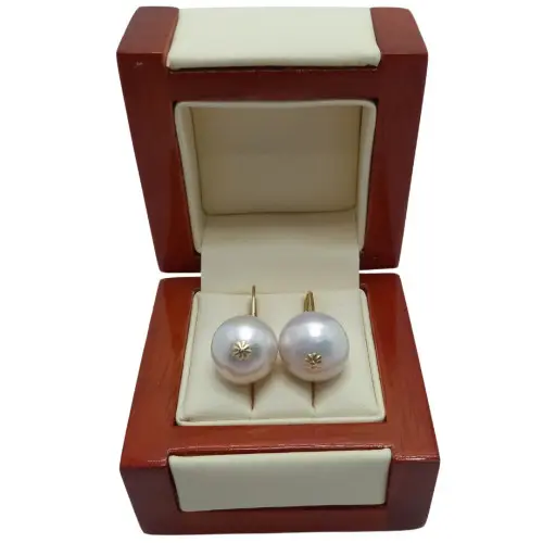 Cercei Kaskadda cu Perle Naturale Edison, Calitate Premium AAA, Perle Rare Gigant de 13,5 - 14 mm si Aur de 14k
